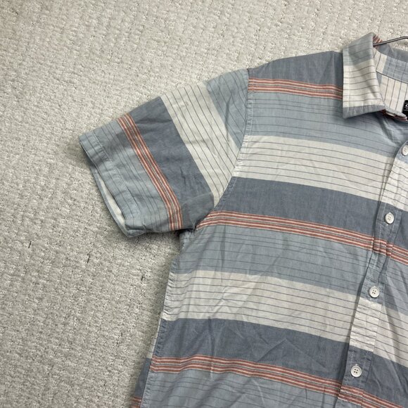 O'Neill Shirt Men M Classic Fit Blue / Orange Strip Button Up Short Sleeve Surf* - Picture 4 of 16
